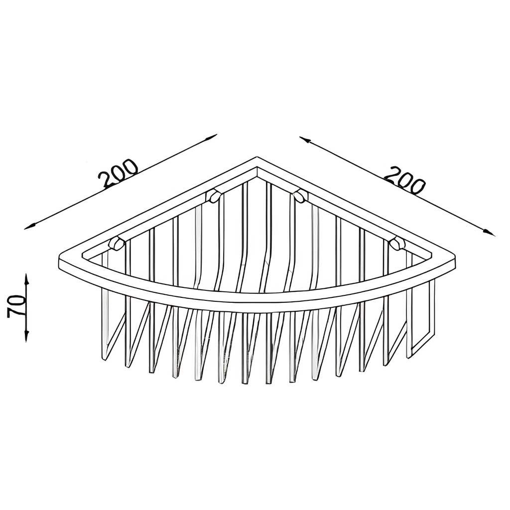 Onimi OM230712 200 × 200 × 70mm Stainless Steel 304 Corner Wire Bathroom Basket – Wall Mounted