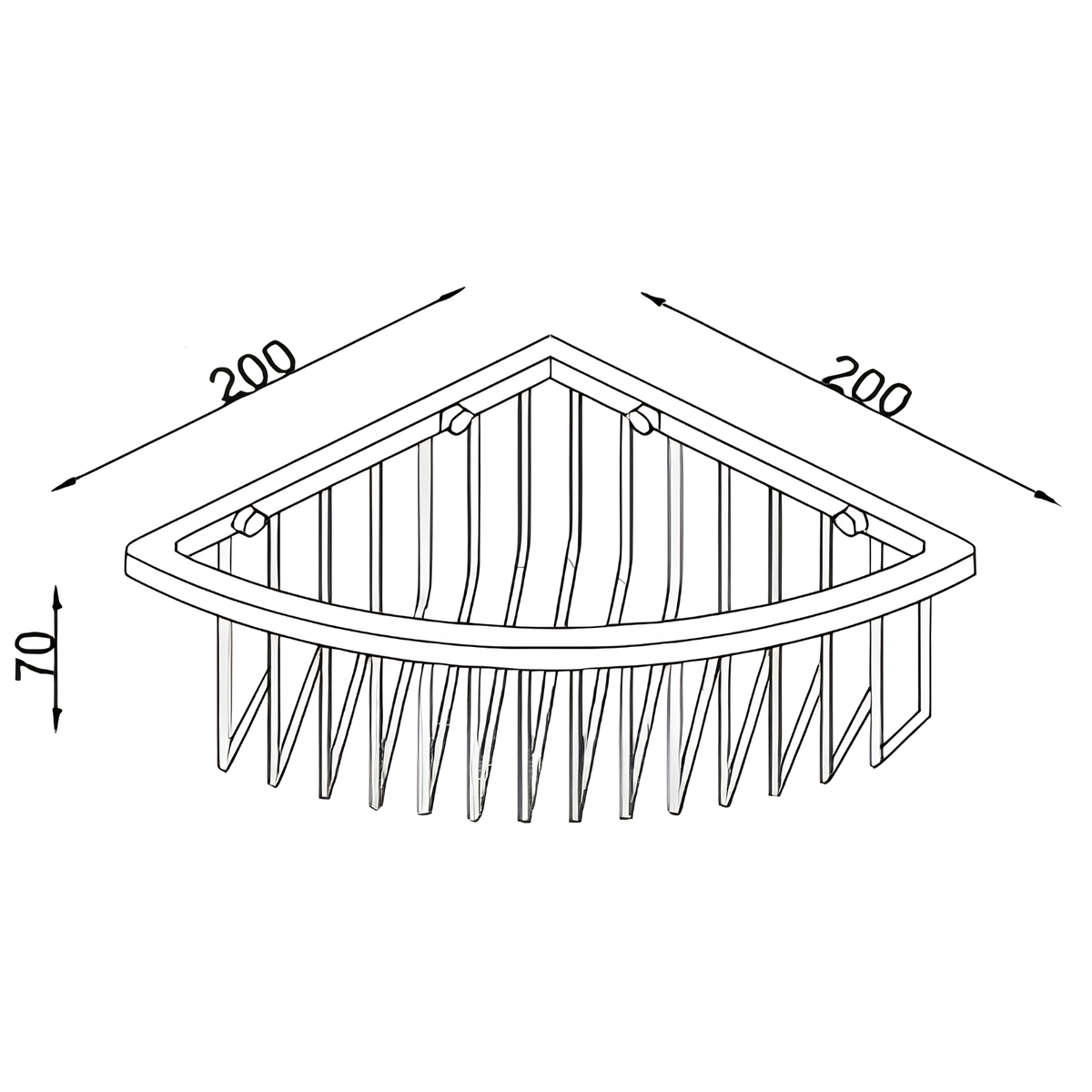Onimi OM230712 200 × 200 × 70mm Stainless Steel 304 Corner Wire Bathroom Basket – Wall Mounted