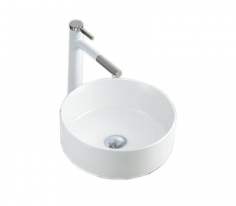 DOCASA 499YD 360mm Ceramic White Matte Counter Top Basin Sinki Tandas Bilik Mandi For Bathroom,Dining Area,Outdoor Murah