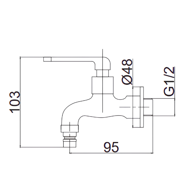 Saniware SWP-BR-3377 Chrome Wall Bib Tap with 1/2″ Hose Connector Suitable for: Laundry Areas, Utility Sinks and Hose Washing Tasks