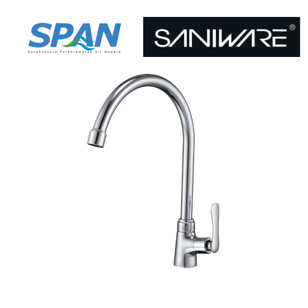 Saniware SWP-BR-3465 Chrome Kitchen Pillar Sink Tap Suitable for: Kitchen Sinks, Utility Sinks and Food Preparation Areas