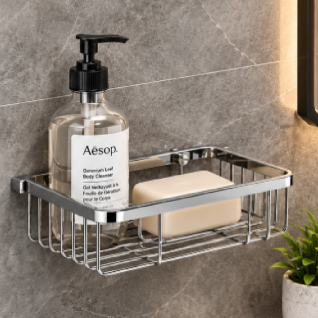 Onimi 31103B 135 × 82 × 30mm Brass Wall-Mounted Soap Dish Holder – Chrome Finish