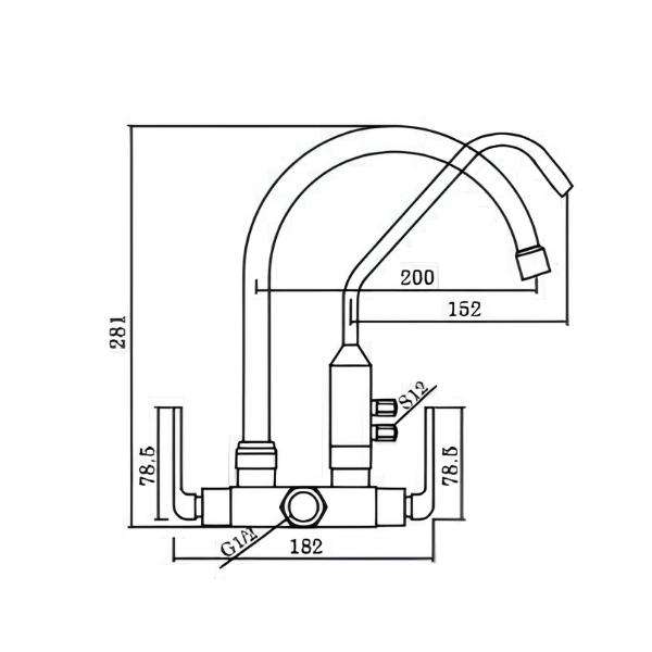 Saniware SWP-BR-3371 Chrome Kitchen Wall Sink Tap with Filter Tap Suitable for: Kitchen Sinks and Utility Sinks Requiring a Separate Filtered Water Outlet