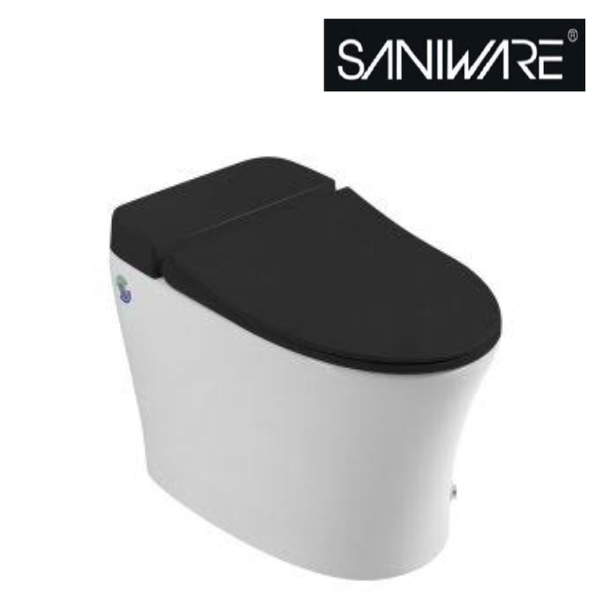 Saniware WC-1002-UFC 680mm Ceramic Tankless Siphonic One-Piece Toilet Mangkuk Tandas Bilik Mandi S-Trap 250mm & 300mm Roughing-In – White, Black, Grey & Green