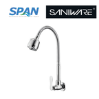 Saniware SWP-BR-3473 Chrome Flexible Hose Kitchen Wall Sink Tap Suitable for: Kitchen Sinks and Utility Sinks with Wall-Mounted Water Connections