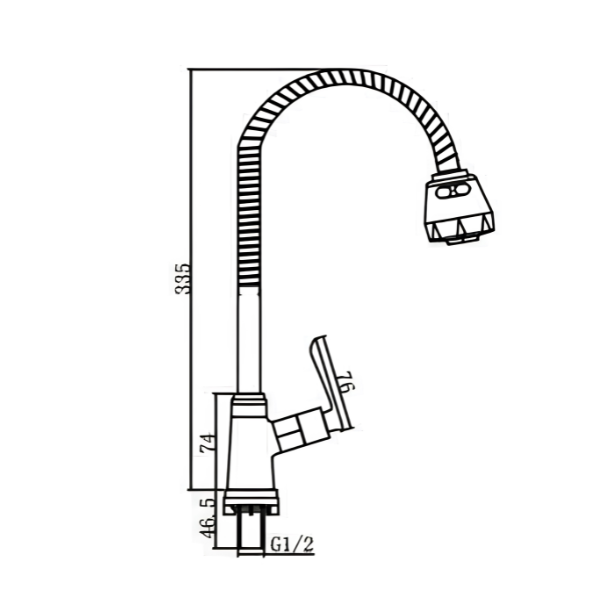 Saniware SWP-BR-3473 Chrome Flexible Hose Kitchen Wall Sink Tap Suitable for: Kitchen Sinks and Utility Sinks with Wall-Mounted Water Connections
