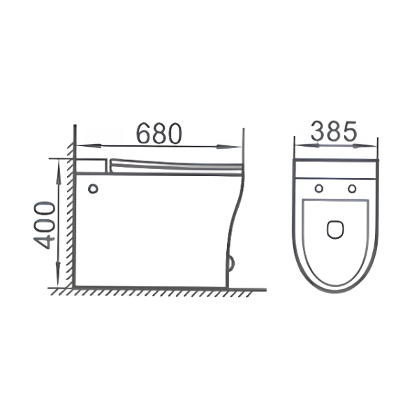Saniware WC-1002-UFC 680mm Ceramic Tankless Siphonic One-Piece Toilet Mangkuk Tandas Bilik Mandi S-Trap 250mm & 300mm Roughing-In – White, Black, Grey & Green