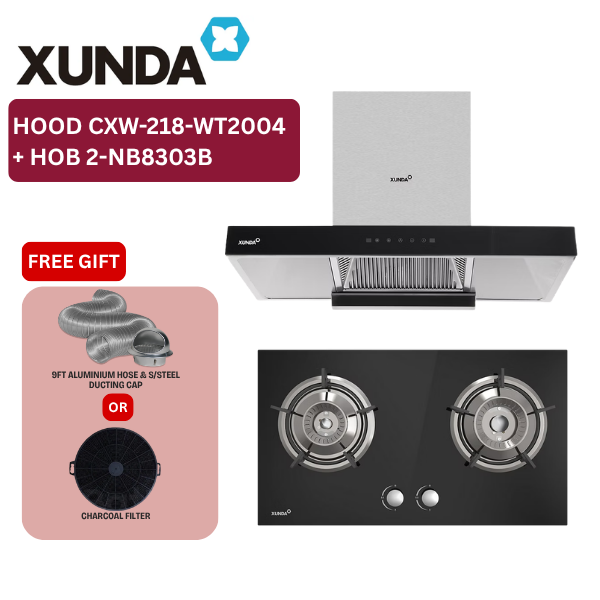 XUNDA CXW-218-WT2004 900mm Kitchen Hood Cooktops Hood and Hob | Silver