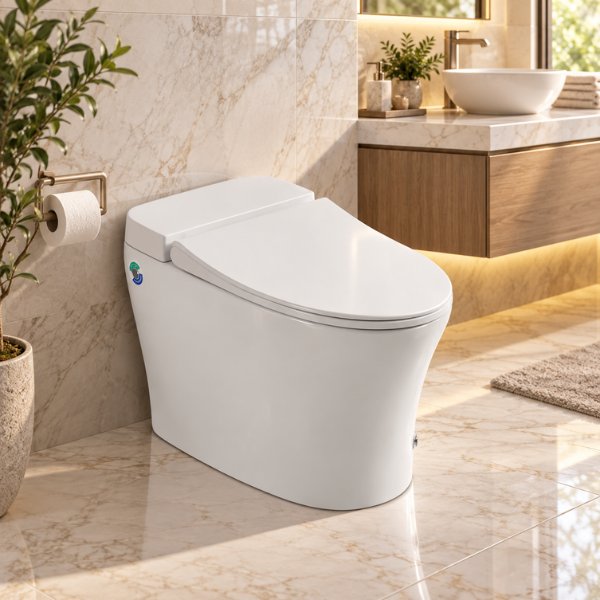 Saniware WC-1002-UFC 680mm Ceramic Tankless Siphonic One-Piece Toilet Mangkuk Tandas Bilik Mandi S-Trap 250mm & 300mm Roughing-In – White, Black, Grey & Green