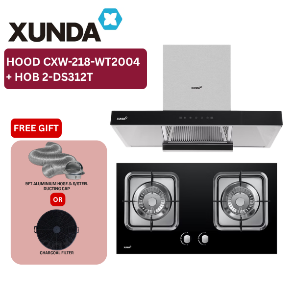 XUNDA CXW-218-WT2004 900mm Kitchen Hood Cooktops Hood and Hob | Silver