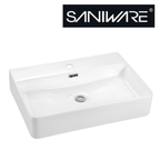 Saniware WB-424 600mm Ceramic White Wall-Hung Basin Sinki Tandas Bilik Mandi For Wide Vanity, Main Bathroom & Renovation Projects