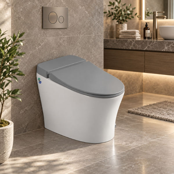 Saniware WC-1002-UFC 680mm Ceramic Tankless Siphonic One-Piece Toilet Mangkuk Tandas Bilik Mandi S-Trap 250mm & 300mm Roughing-In – White, Black, Grey & Green