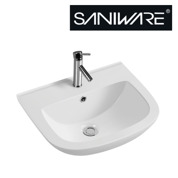 Saniware WB-206 440mm Ceramic White Wall Hung Basin Sinki Tandas Bilik Mandi For Bathroom, Guest Toilet, Condominium & Standard Wash Areas