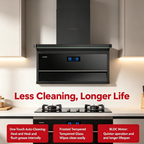 LIVINOX LCH-SUGI DC-90FB Black Cooker Hood – 2800 m³/h Powerful Suction, BLDC LGH Series Gas Hob Combo