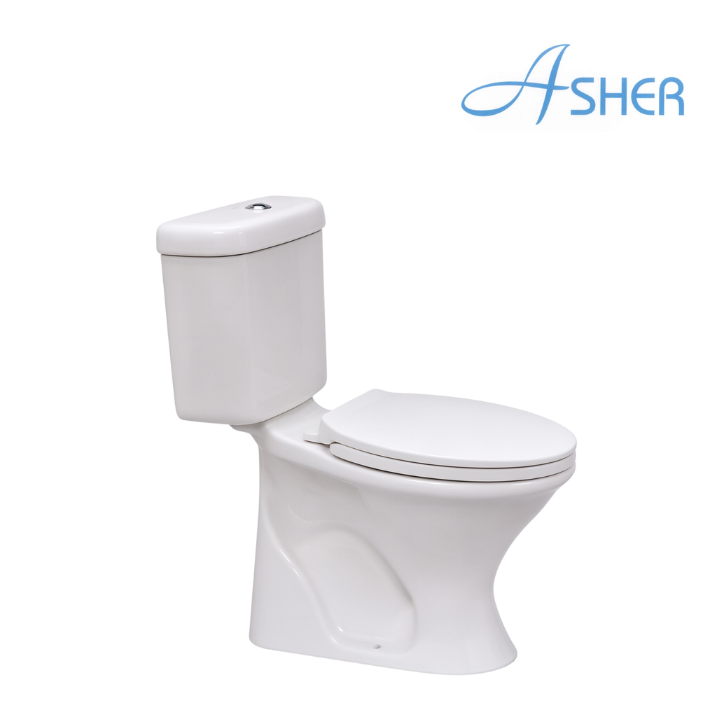 Asher C 110 S/P Close Coupled Water Closet Dual Flush Button Soft Close Seat Cover S-Trap 250mm/ 150mm P-Trap 180mm Jamban Duduk