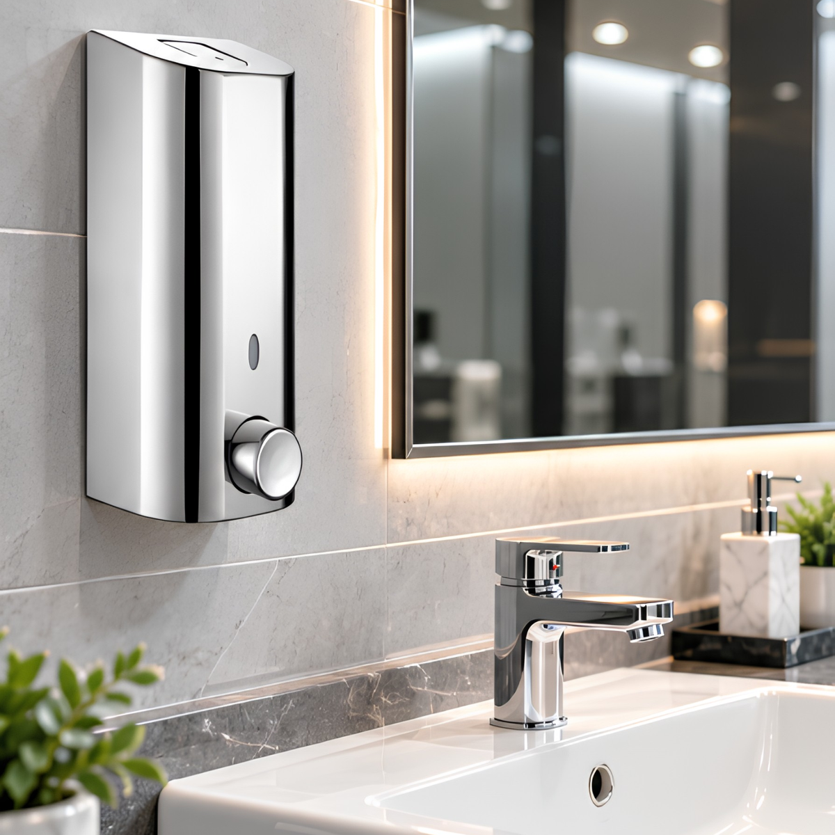 Onimi LD400A 400ml ABS Wall-Mounted Polished Chrome Finish Soap Dispenser