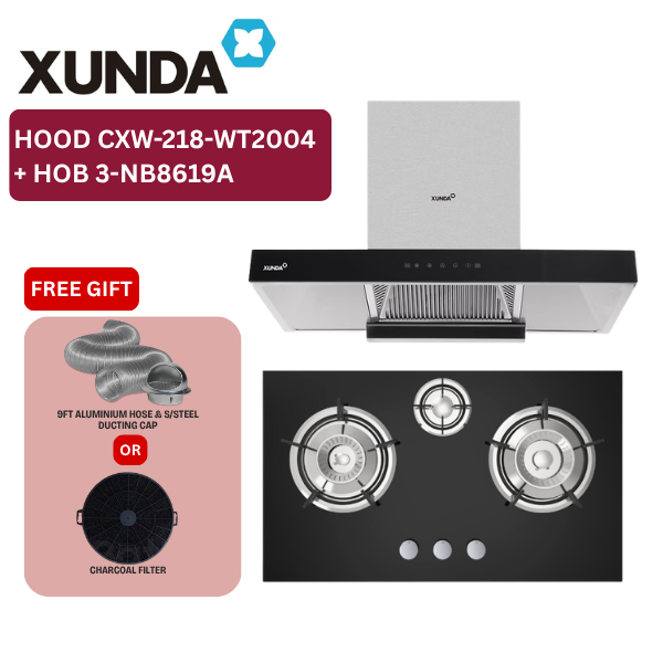 XUNDA CXW-218-WT2004 900mm Kitchen Hood Cooktops Hood and Hob | Silver