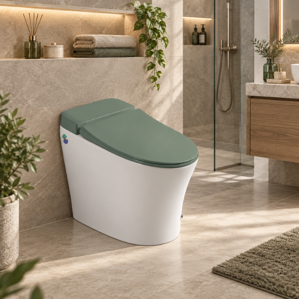 Saniware WC-1002-UFC 680mm Ceramic Tankless Siphonic One-Piece Toilet Mangkuk Tandas Bilik Mandi S-Trap 250mm & 300mm Roughing-In – White, Black, Grey & Green