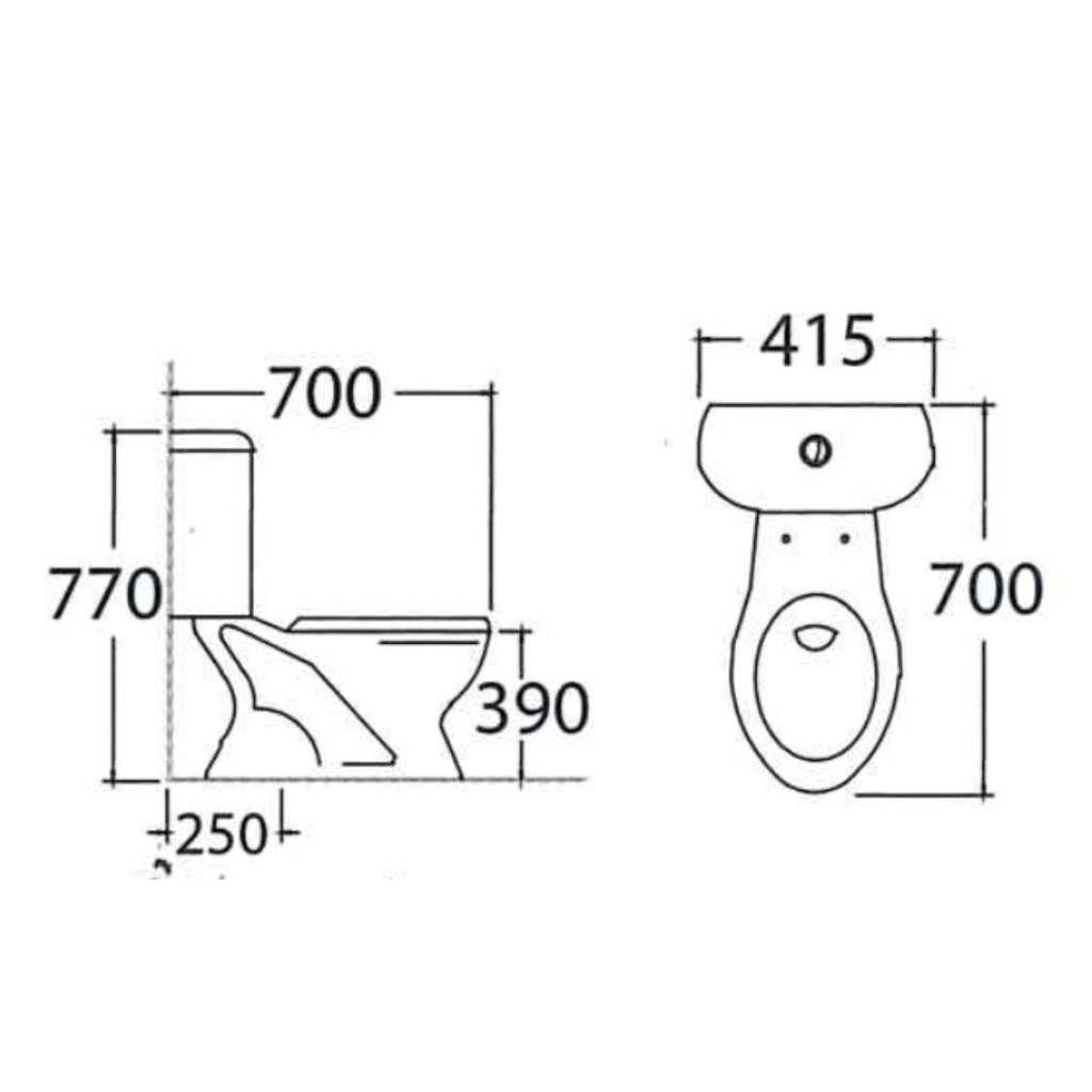 Asher C 110 S/P Close Coupled Water Closet Dual Flush Button Soft Close Seat Cover S-Trap 250mm/ 150mm P-Trap 180mm Jamban Duduk