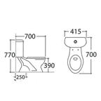 Asher C 110 S/P Close Coupled Water Closet Dual Flush Button Soft Close Seat Cover S-Trap 250mm/ 150mm P-Trap 180mm Jamban Duduk