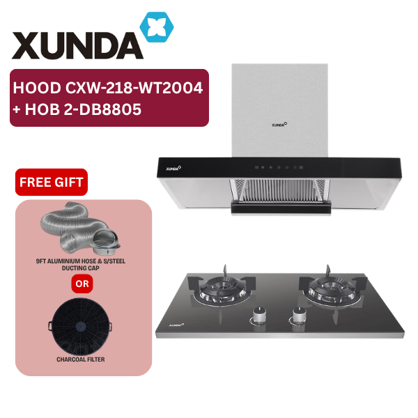 XUNDA CXW-218-WT2004 900mm Kitchen Hood Cooktops Hood and Hob | Silver