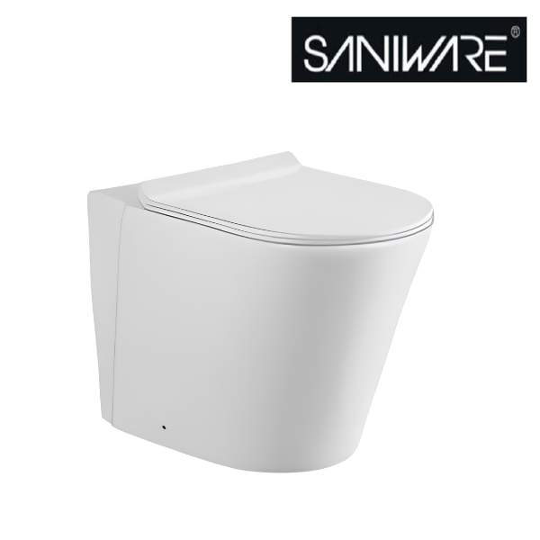 Saniware WC-354 565mm Ceramic Back-to-Wall Toilet Mangkuk Tandas Bilik Mandi P-Trap 180mm Roughing-In – White