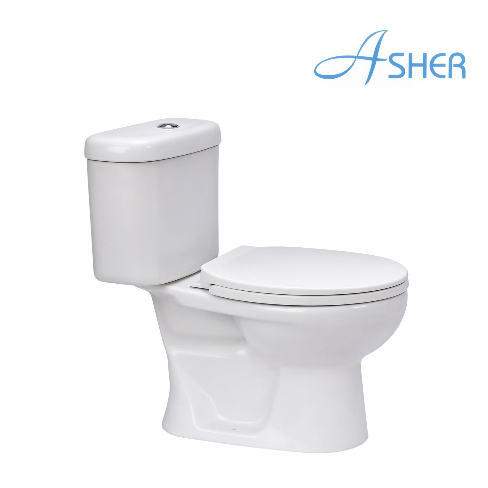Asher C 115 S Close Coupled Water Closet S-Trap Dual Flush Button Soft Close Seat Cover Jamban Duduk