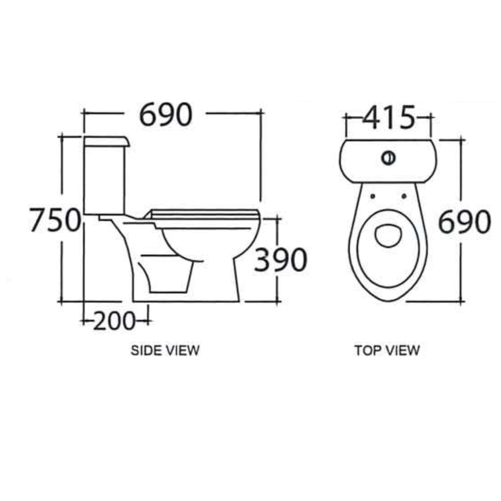 Asher C 115 S Close Coupled Water Closet S-Trap Dual Flush Button Soft Close Seat Cover Jamban Duduk