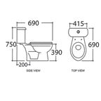 Asher C 115 S Close Coupled Water Closet S-Trap Dual Flush Button Soft Close Seat Cover Jamban Duduk