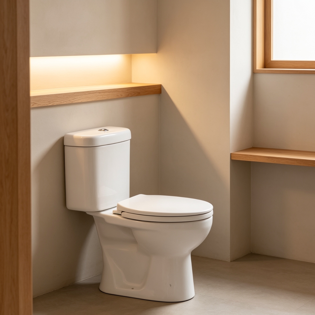 Asher C 115 S Close Coupled Water Closet S-Trap Dual Flush Button Soft Close Seat Cover Jamban Duduk