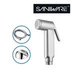 Saniware SWSB-ABS-361 Chrome Handheld Bidet Spray Set with Holder and Flexible Hose Suitable for: Toilets and Bathrooms Requiring Personal Hygiene and Rinsing