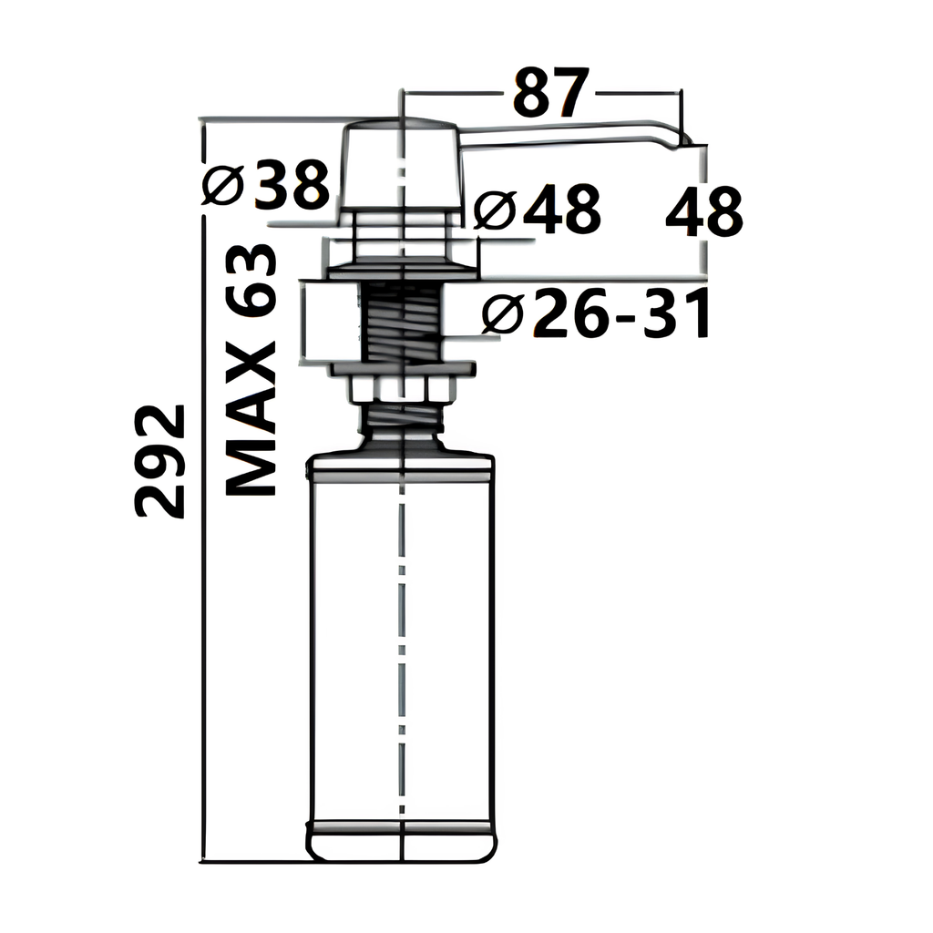 Onimi SD219-B 300ml Brass Pump ABS Bottle Deck-Mounted Soap Dispenser – Polished Chrome Finish