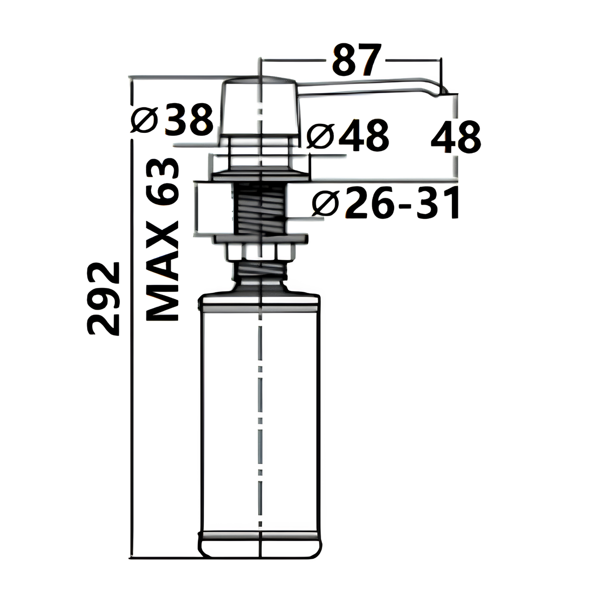 Onimi SD219-B 300ml Brass Pump ABS Bottle Deck-Mounted Soap Dispenser – Polished Chrome Finish
