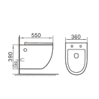 Saniware WC-355 550mm Ceramic Washdown Wall-Hung Toilet Bowl Mangkuk Tandas Bilik Mandi P-Trap 180mm Roughing-In – White