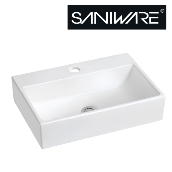 Saniware WB-440 510mm Ceramic White Wall-Hung Basin Sinki Tandas Bilik Mandi For Compact Vanity, Small Bathroom & Renovation Projects