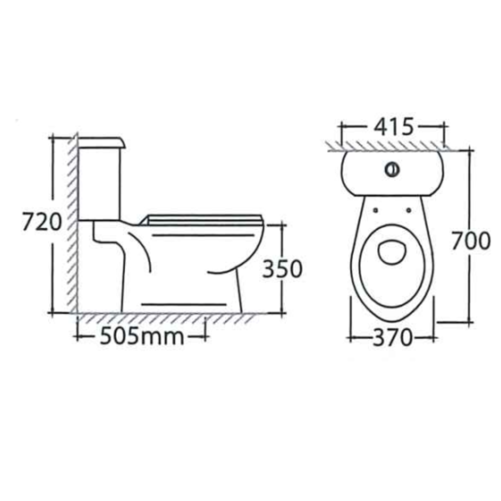 Asher C 118 S Close Coupled S-Trap 505mm 20 inch Single Flush Top Push Button with Non Soft Close Seat Cover Jamban Duduk
