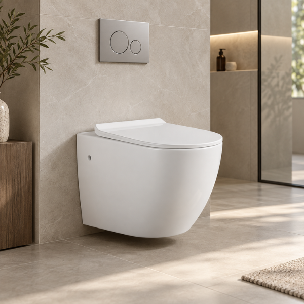 Saniware WC-355 550mm Ceramic Washdown Wall-Hung Toilet Bowl Mangkuk Tandas Bilik Mandi P-Trap 180mm Roughing-In – White