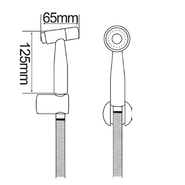 Saniware SWP-SS-304-81 Silver Push Button Bidet Spray Set with Holder and Flexible Hose Suitable for: Toilets and Bathrooms Requiring Personal Hygiene and Rinsing