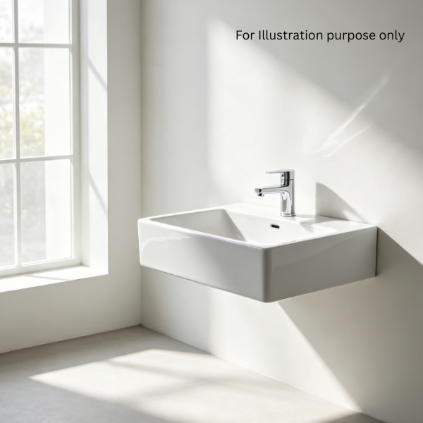 Saniware WB-440 510mm Ceramic White Wall-Hung Basin Sinki Tandas Bilik Mandi For Compact Vanity, Small Bathroom & Renovation Projects
