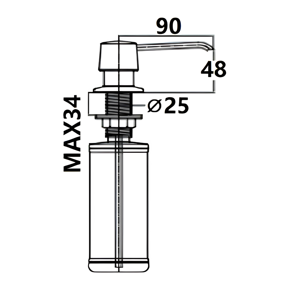 Onimi SD219-A 300ml ABS Mechanism & ABS Bottle Deck-Mounted Soap Dispenser – Polished Chrome Finish