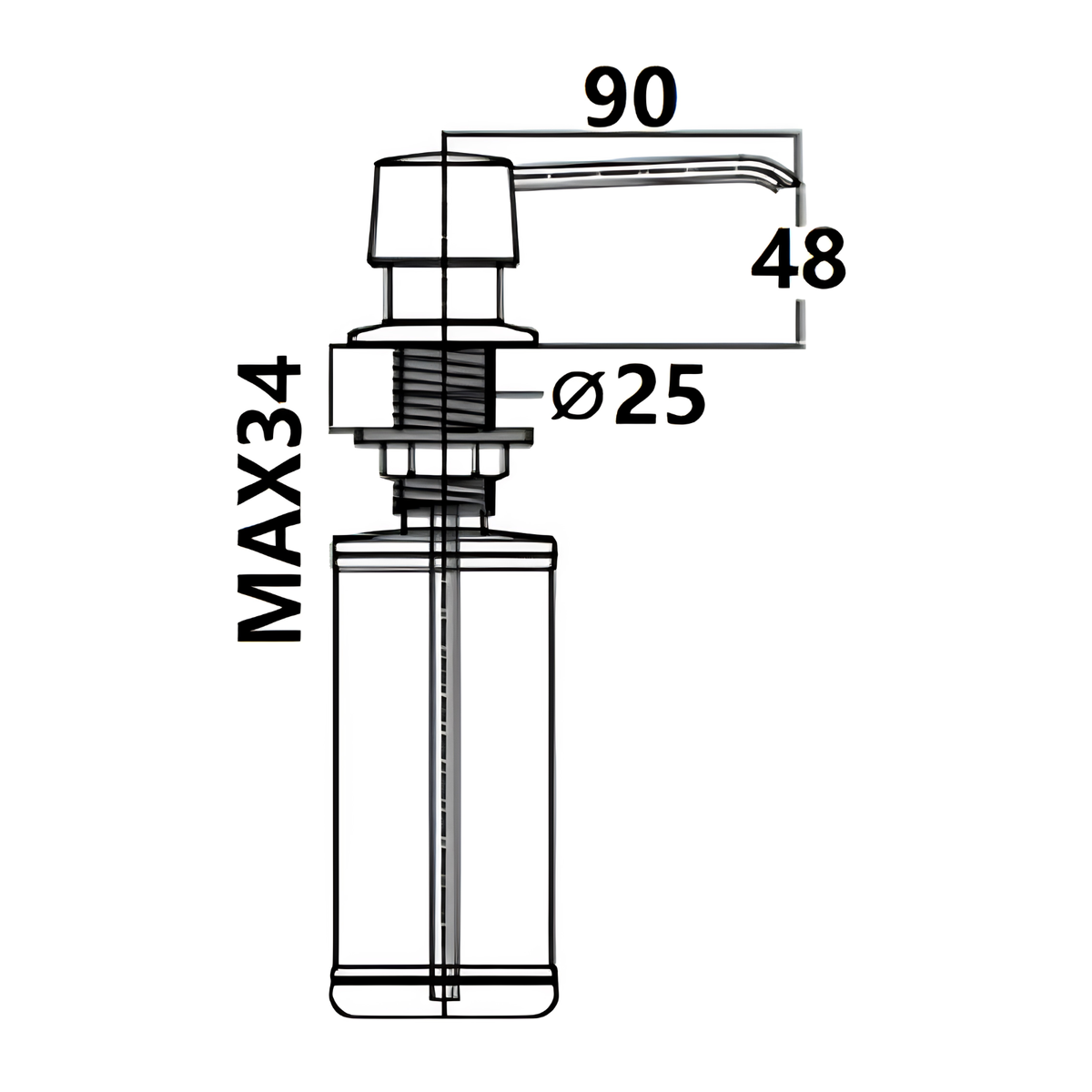 Onimi SD219-A 300ml ABS Mechanism & ABS Bottle Deck-Mounted Soap Dispenser – Polished Chrome Finish