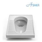Asher C 366 White Ceramic Squatting Pan 560mm with Integral Tread Plates Ceramic Direct Hole Without Trap Tandas Cangkung
