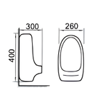 Saniware UB-601 White Ceramic Compact Wall-Hung Ceramic Urinal – Top Inlet with Free Bottle Trap, 300 × 260 × 400mm