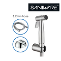 Saniware SWP-SS-304-75 Silver Stainless Steel Bidet Spray Set with Holder and Flexible Hose Suitable for: Toilets and Bathrooms Requiring Personal Hygiene and Rinsing