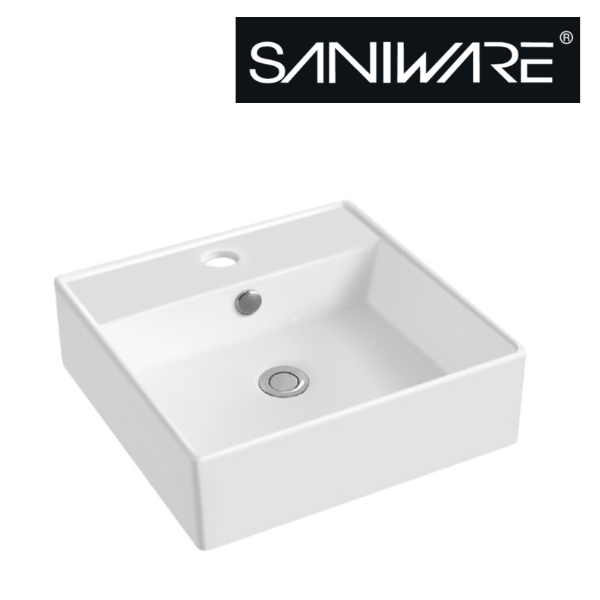 Saniware WB-460 400mm Ceramic White Wall-Hung Basin Sinki Tandas Bilik Mandi For Small Vanity, Compact Bathroom & Renovation Projects