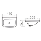Saniware WB-206 440mm Ceramic White Wall Hung Basin Sinki Tandas Bilik Mandi For Bathroom, Guest Toilet, Condominium & Standard Wash Areas