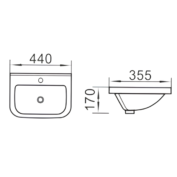 Saniware WB-206 440mm Ceramic White Wall Hung Basin Sinki Tandas Bilik Mandi For Bathroom, Guest Toilet, Condominium & Standard Wash Areas