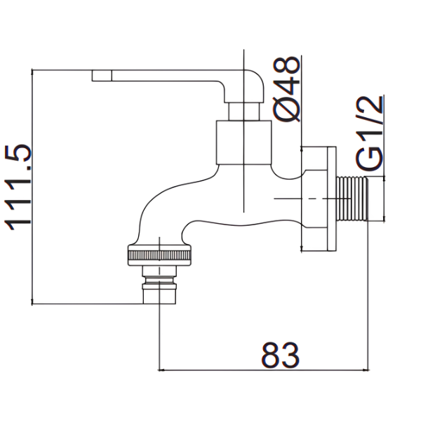 Saniware SWP-BR-3387 Chrome Wall Bib Tap with 3/4″ Hose Connector Suitable for: Laundry Areas, Utility Sinks and Hose Washing Tasks