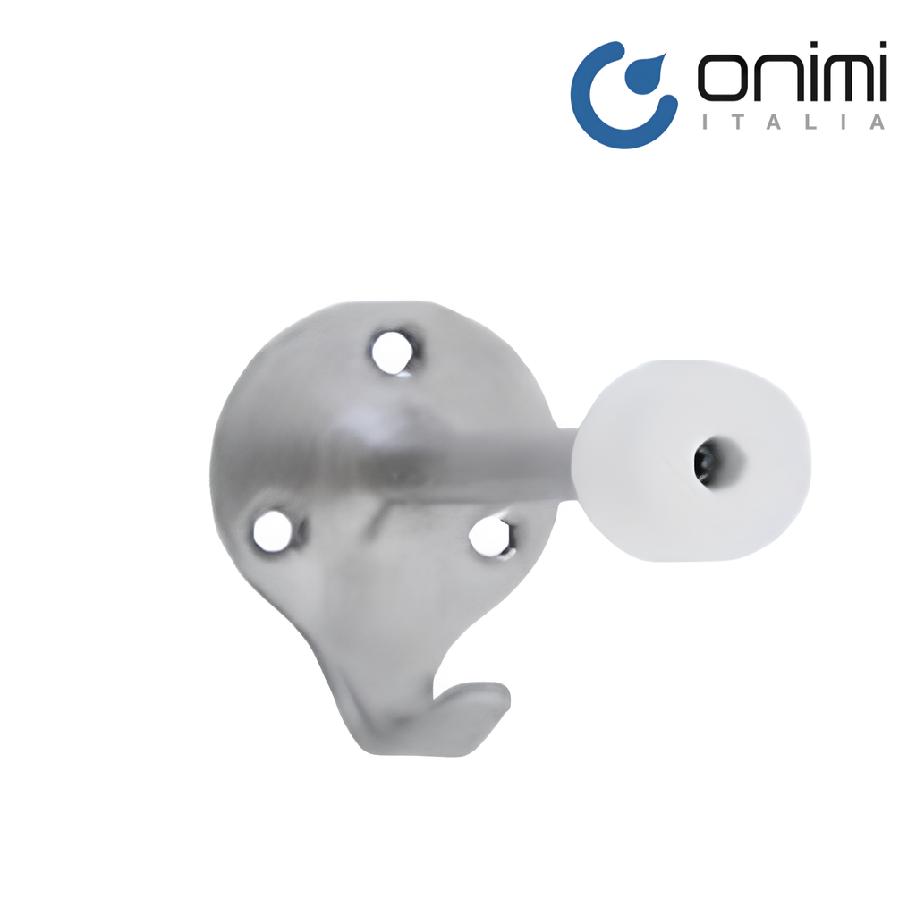Onimi DS01W Stainless Steel Wall-Mounted Satin Silver Finish Door Stopper with Hook