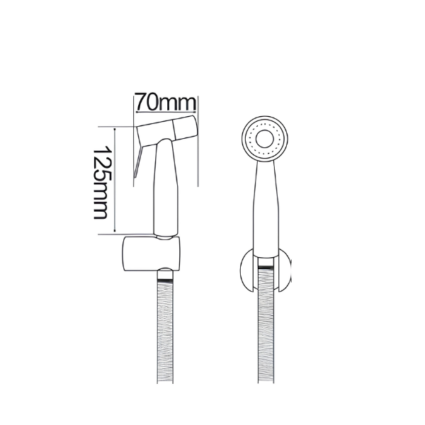 Saniware SWP-SS-304-75 Silver Stainless Steel Bidet Spray Set with Holder and Flexible Hose Suitable for: Toilets and Bathrooms Requiring Personal Hygiene and Rinsing